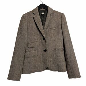 J. Crew Herringbone Blazer Brown Tan Wool Size 2